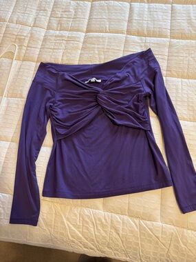 LOFT Purple Long-Sleeve Twist-Front Top